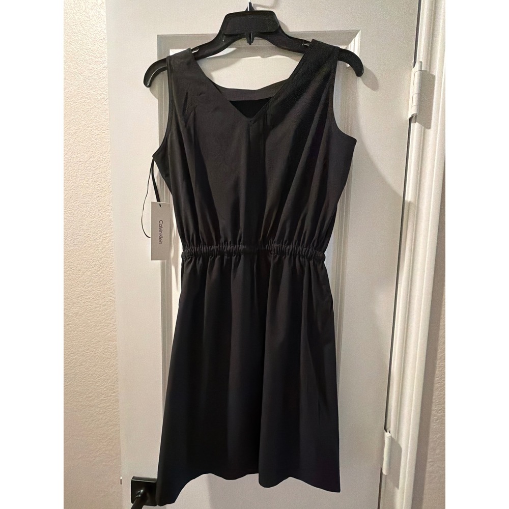 Calvin Klein Womens Black Sleeveless Drawstring Waist Pocket Dress CD5Q1P7Q 2 - Picture 3 of 5